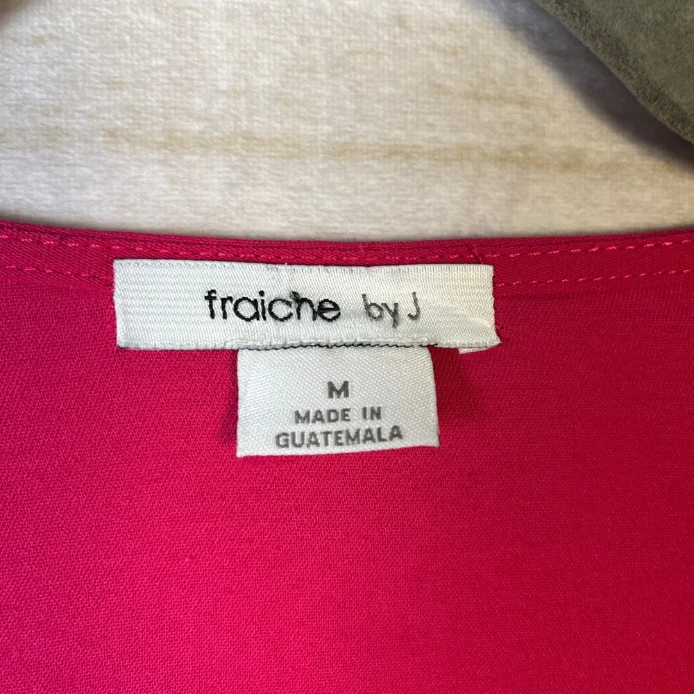 fraiche by j Womens Wrap Dress Pink V Neck Long Sleeve‎ Tie Waist ALine Size M
